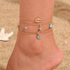 Exclusive Bohemian Anklet Shell Turquoise Turtle Tassel 3-Piece Combination Anklet