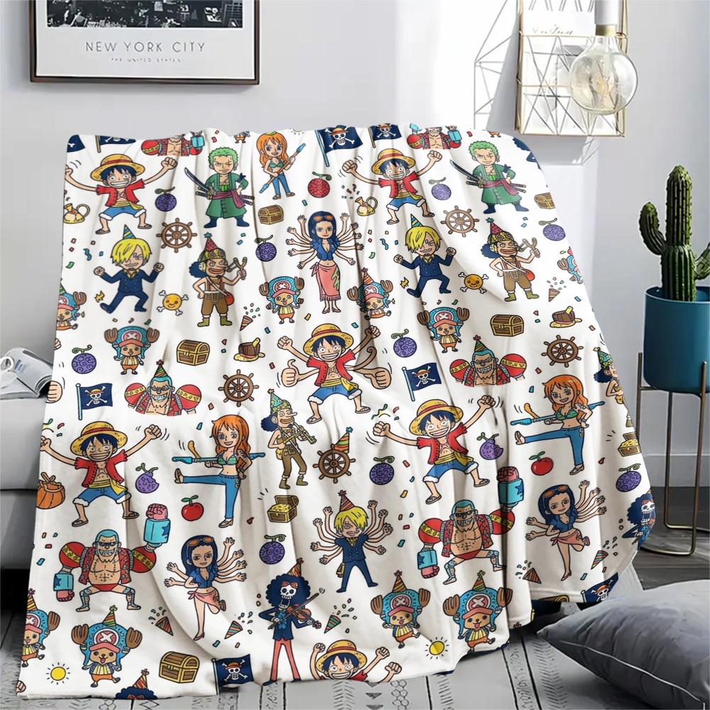 1PC One Piece Poster Patterned Flannel Blanket Suitable For All Seasons For Home Decor Warmth And Comfort Gifts Holiday Present
