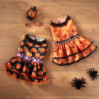 Halloween Dog Dress for Small Medium Large Dogs Pumpkin Pet Costume Party Outfit