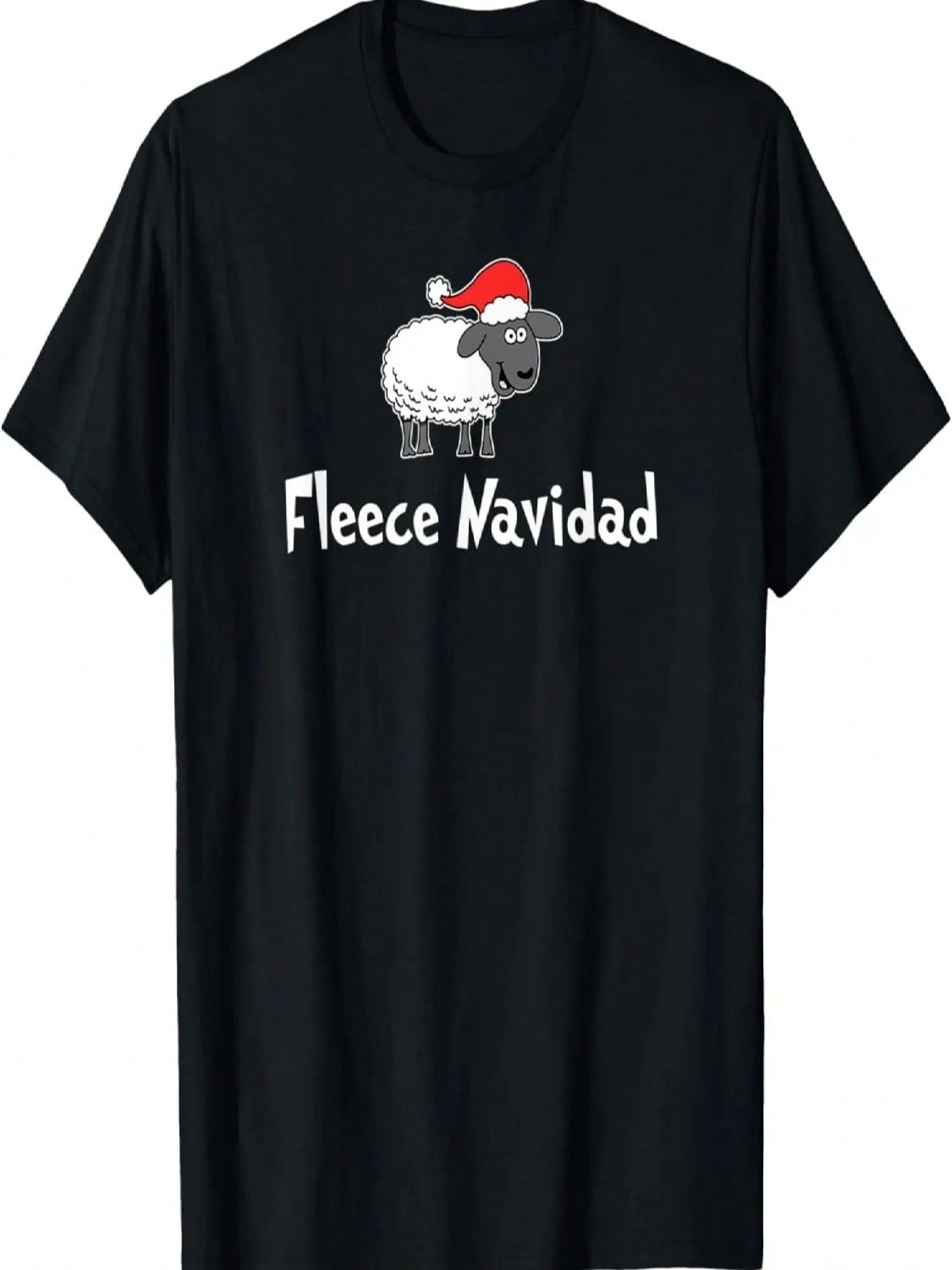 Fleece Navidad Cartoon Sheep Christmas Pun Funny T-Shirt S