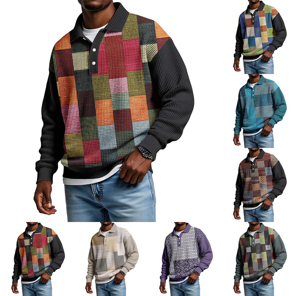 Men's Casual Loose-fitting Top Button-down Collar Long Sleeves