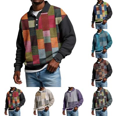 Herren Lässiges Locker sitzendes Oberteil Button-Down-Kragen Lange Ärmel