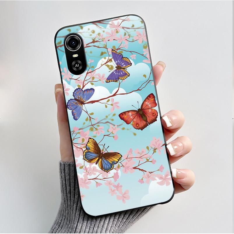 For ZTE Blade A33S Phone Cases Soft Silicone Back Cover For ZTE Blade A 33 S Case Fashion Flower Black TPU Shell Coque A33S Capa