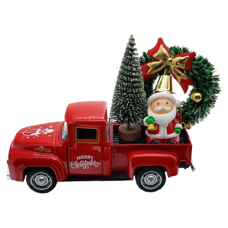 Christmas Metal Truck Decors with Christmas Wreath/Tree Table Decorations Christmas Farm Pickup Truck Decorations