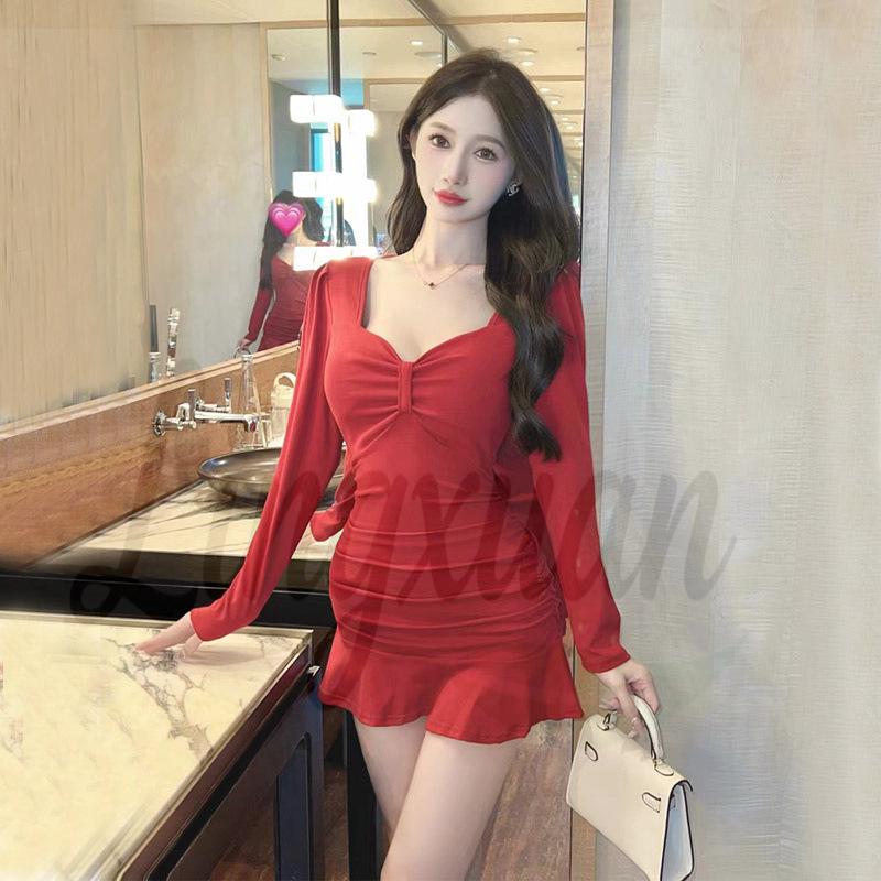 Elegant V-Neck Bodycon Mini Dress for Nightclub or Spa Work