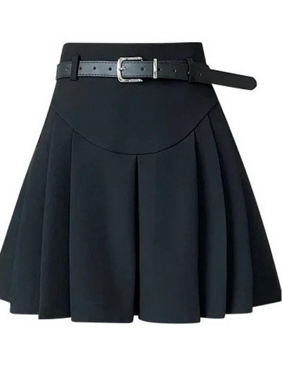 Korean Belted Pleated A-line Skirt - Mini/Midi, Sweet & Spicy Style for All Seasons