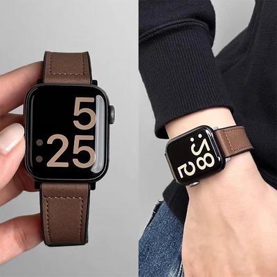 Leather+Silicone Strap For Apple Watch Band 49mm 44mm 45mm 41mm 46mm 40 42mm Magnetic Bracelet Iwatch Series 10 9 8 SE 7 Ultra 2