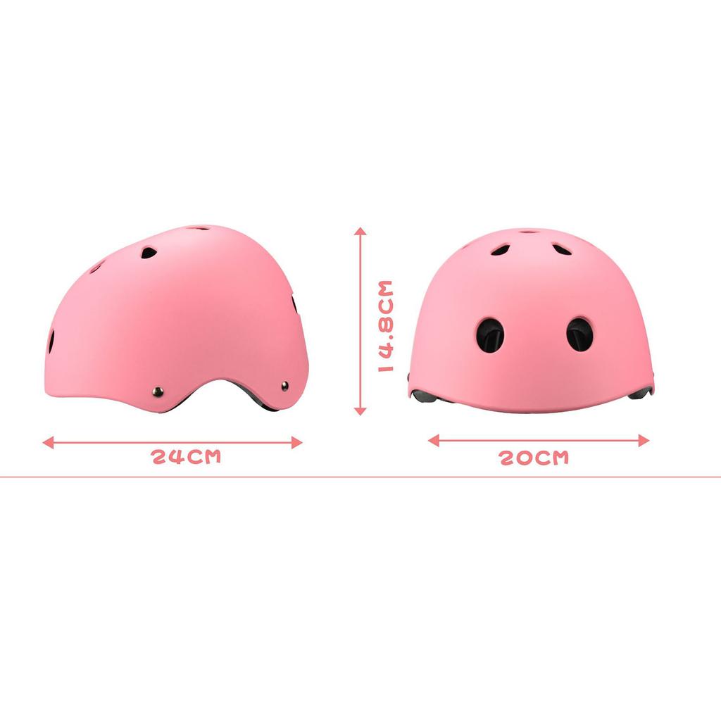 7pcs Skiing Protective Gear Extreme Sport Helmet Knee Wrist Pad Handguard (Pink)