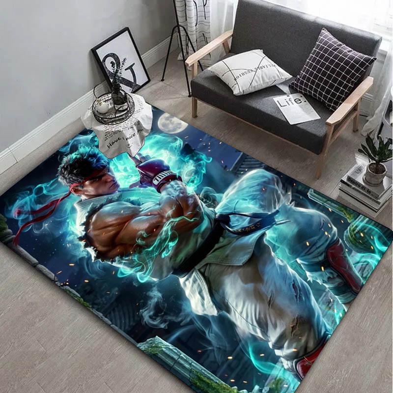 Game S-Street F-Fighter C-Cartoon Carpet Rug Art for Room Decor Sofa Christmas Halloween Gifts Game Area Rug Non-slip Floor Mat