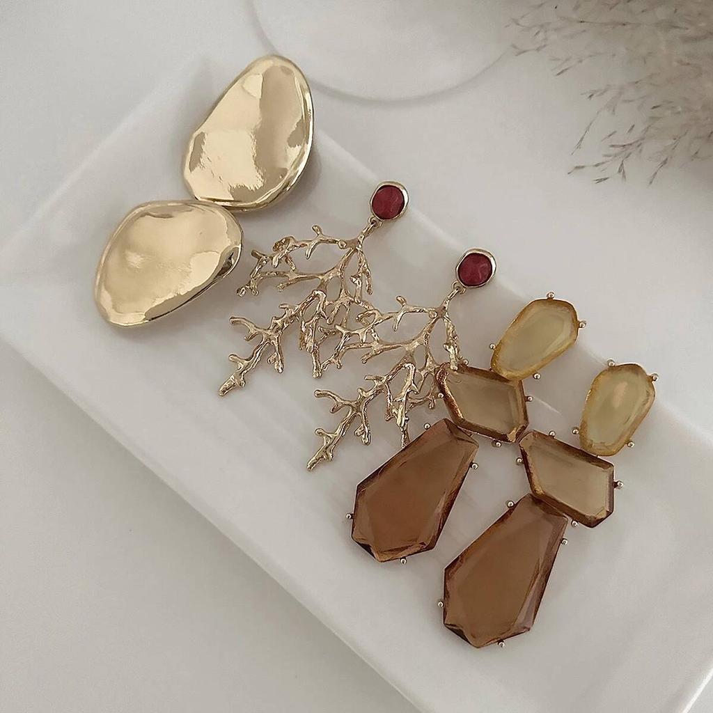 SHIXIN 3 Styles New Fashion Irregular Acrylic Pendant Earrings for Women Vintage Geometric Coral Drop Earrings Party Jewelry