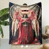 Angel with Eye Print Flannel Fleece Throw Blanket, Contemporary Style, All-Season, Fabric, Digital Print, Reversible