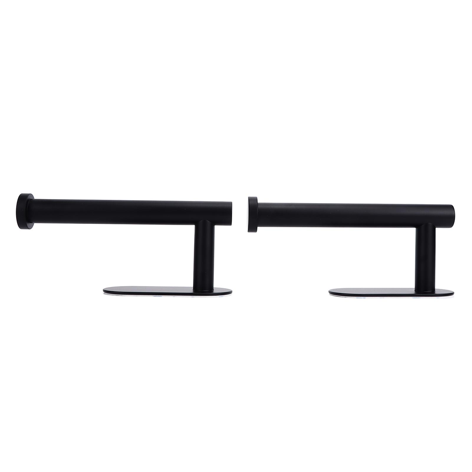

2pcs Toilet Paper Holder Black Round Rod Punching Free Self Adhesive Toilet Tissue Holder for Bathroom Toilet