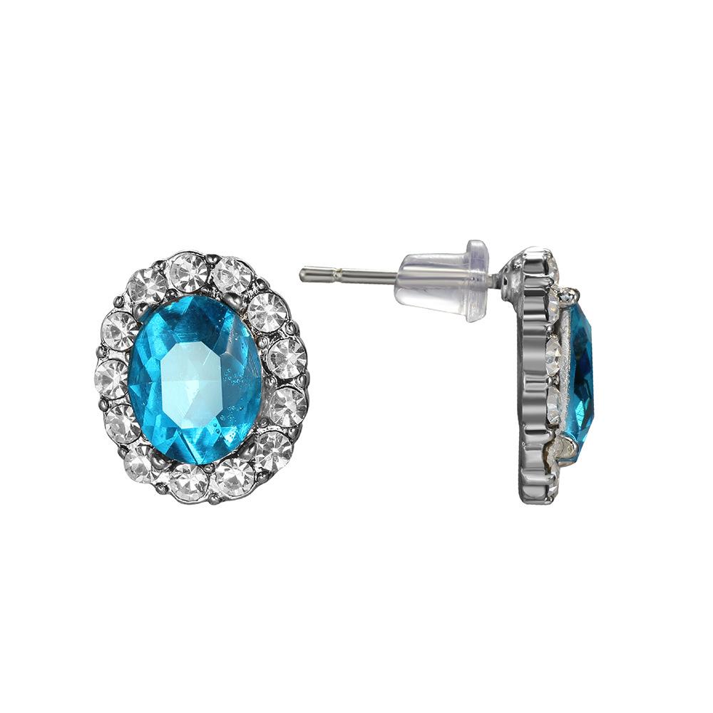 

Модні Люксові Срібна Голка Морський Синій Маленький Циркон Пусети Аквамаринові Сережки Для Жінок Різдвяний Подарунок Корейські срібний