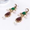 1 Pair Baroque Art Retro Personality Geometric Resin Water Droplet Imitation Pearl Pendant Earrings