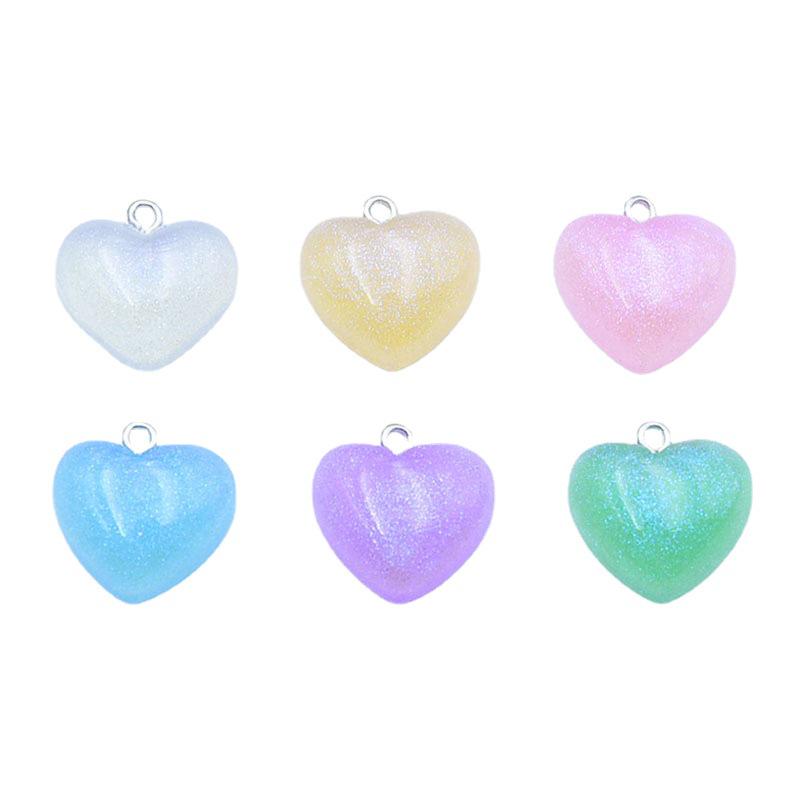 Colorful Glitter Resin Heart Earrings & Keychain Charms DIY Jewelry Accessories розовый