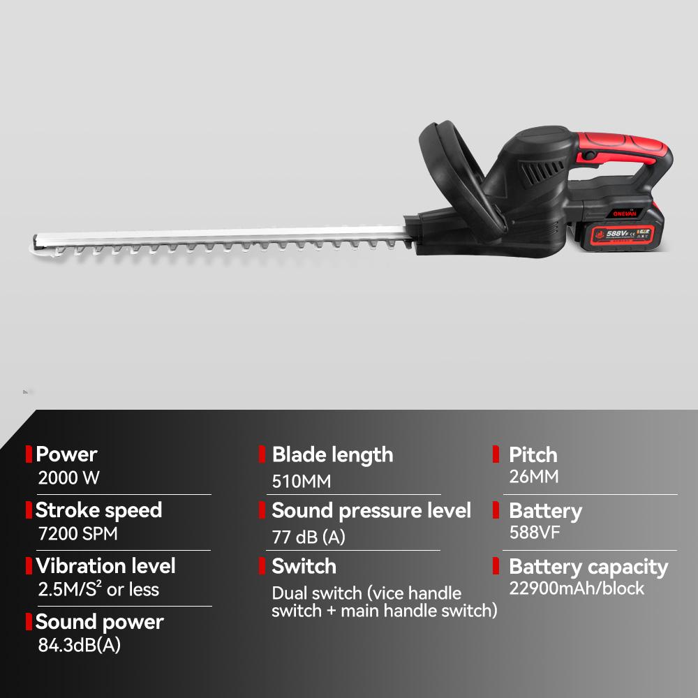 ONEVAN 2000W Bezkartáčové elektrické nůžky na živý plot Akumulátorový vyžínač Prořezávací pila Sekačka na trávu Zahradní nářadí Pro baterii Makita 18V