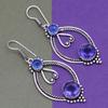 Tanzanite Gemstone Unisex Women's Gift For Her Silver Jewelry Earring 1.5''