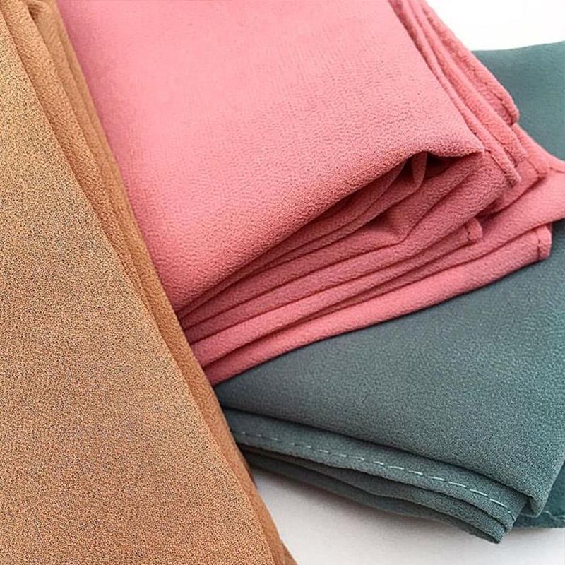 Muslim Plain Bubble Chiffon Hijab Scarf Women Scarves Long Shawls And Wraps Head Scarf Solid Color Soft Silk Feeling Headband