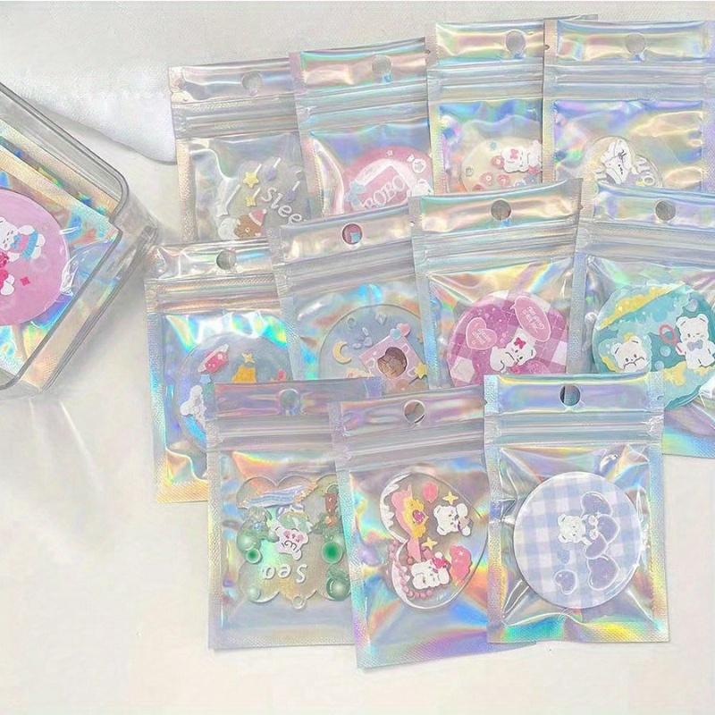 Laser Bag Jewelry Bag Holographic Transparent Ziplock Bag Sealable Bag for Samples, Phone Case, Cable Packaging