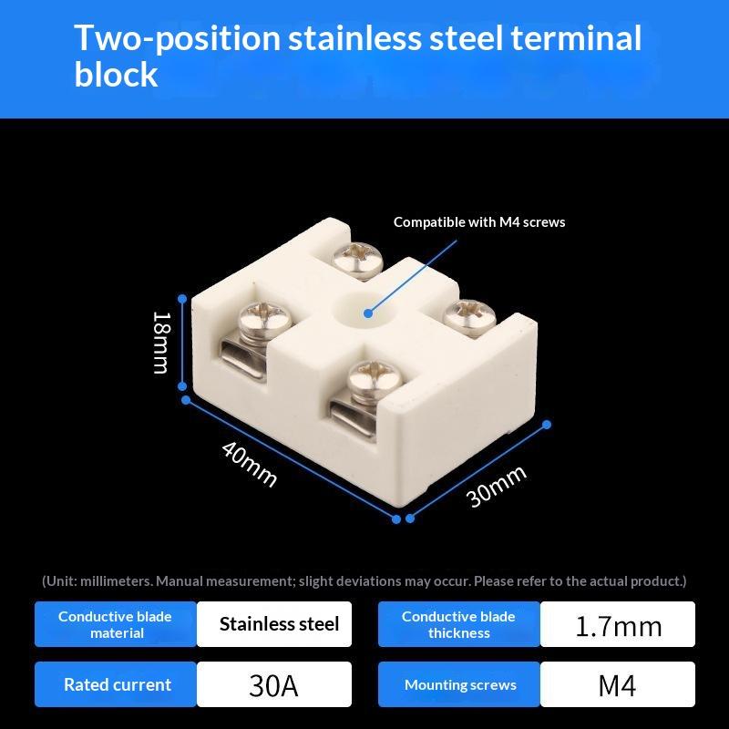 High Temperatures Ceramic Wire Connector 30A 800℃ Heat Resistant Terminals Block For Industrial Equipment Wiring
