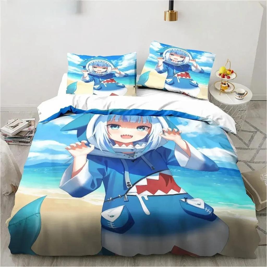 Kawaii Gawr Gura Cute Girl My Angle King Twin Double Child Bedding Collection Microfiber Or Polyester 3D Print Anime Duvet Cover Collection