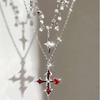 Trendy Vintage Black Star Cross Pendant Multi Layer Chain Necklace for Women Gothic Y2K Charm Jewelry Accessories Wholesale