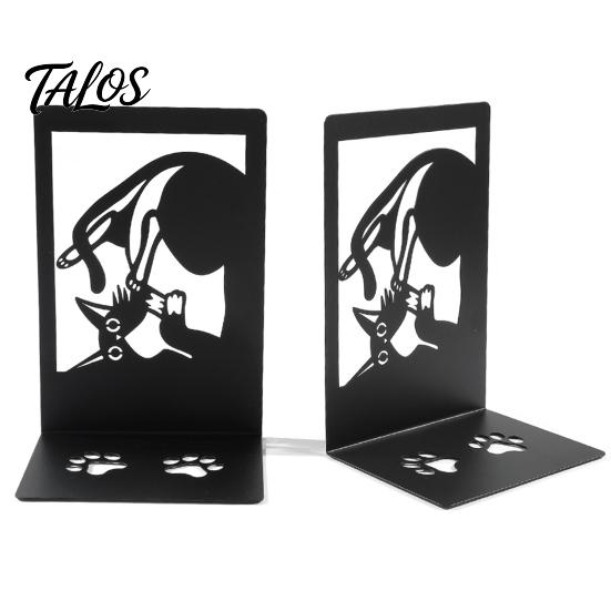 Par de Sujeta Libros Metálicos, Sujeta Libros de Gato, Sujeta Libros Lindos para Estanterías, Tope de Soporte Decorativo Resistente, Decoración para Escritorio de Oficina en Casa, Estantería