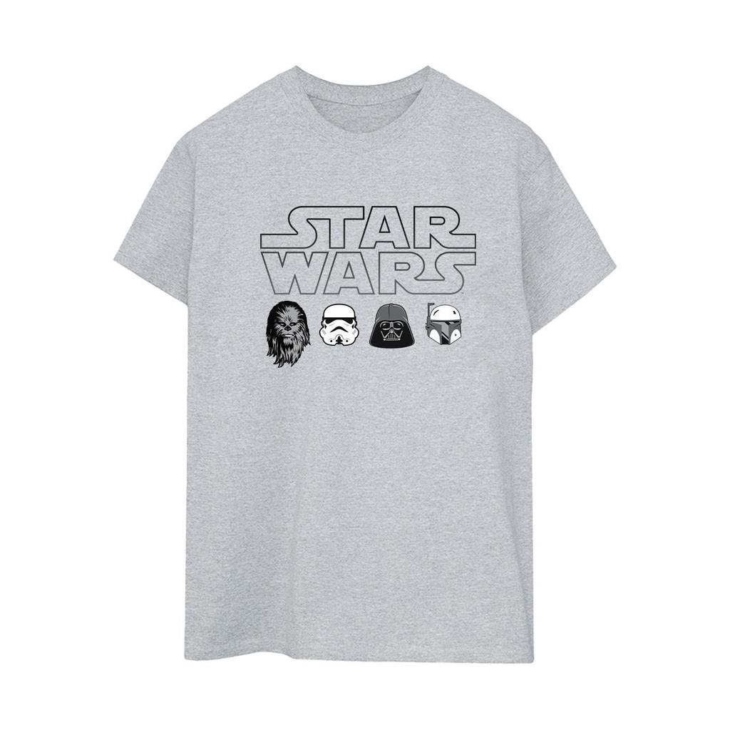 STAR WARS Womens/Ladies Character Heads Cotton Boyfriend T-Shirt