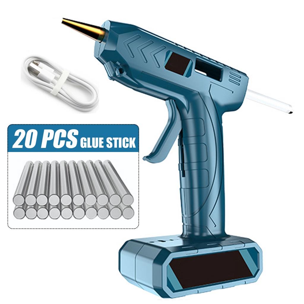 

3.6V Аккумуляторные пистолеты для горячего клея с 20/50/100 шт. клеевых стержней, медное сопло, 5400 мАч, перезаряжаемые пистолеты для горячего клея, инструмент для ремонта поделок своими руками, 80 Вт 20 x Glue Stick