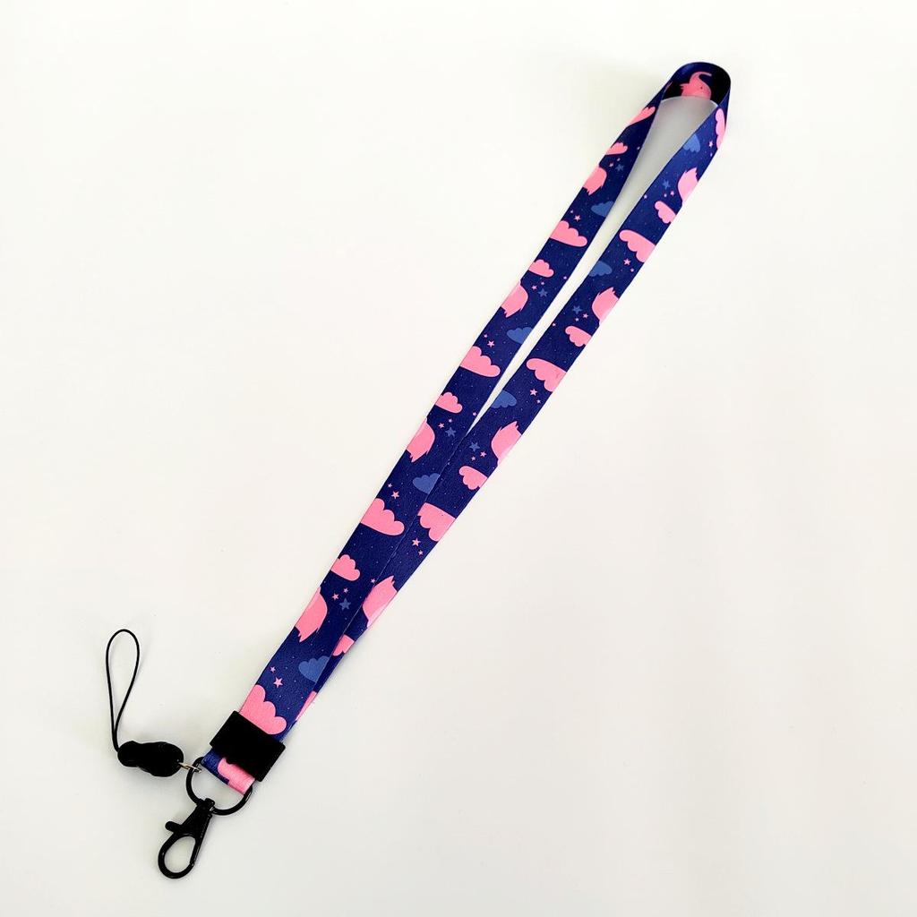 Cartoon Phone Lanyard with Heat Transfer Webbing, Mine Buckle, and Name Tag Holder for Work ID