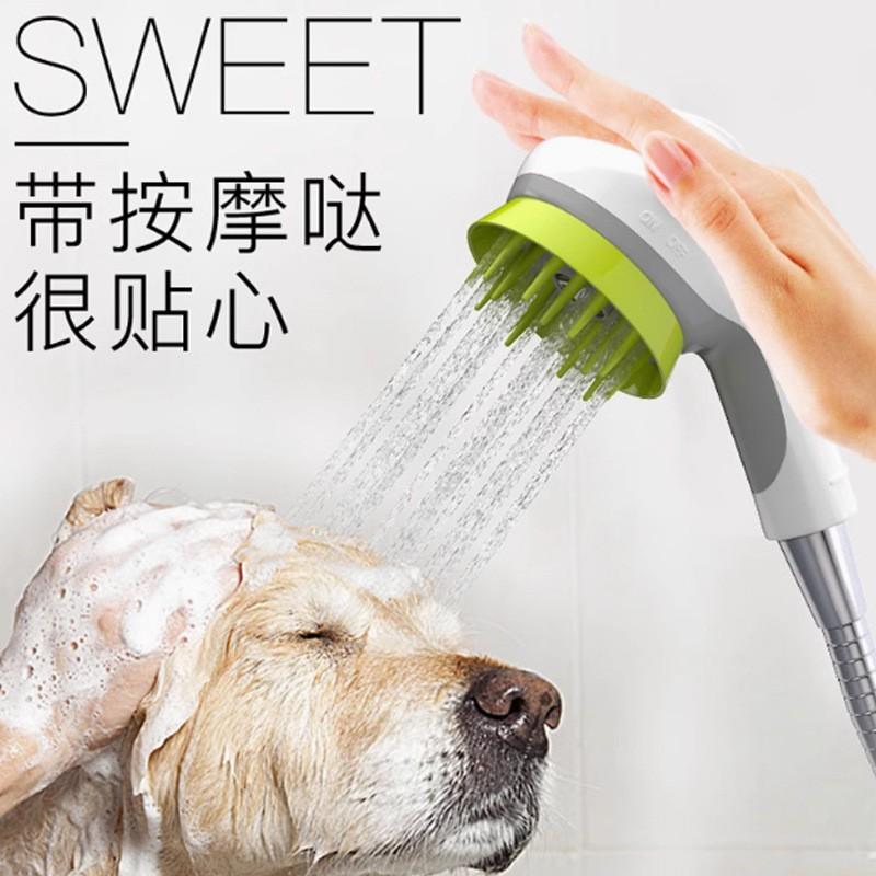 Pet Shower Head With Built-in Massage Brush Dogs Cats Gentle Bathing Tool Soft Silicone Cleaning Spray Nozzle