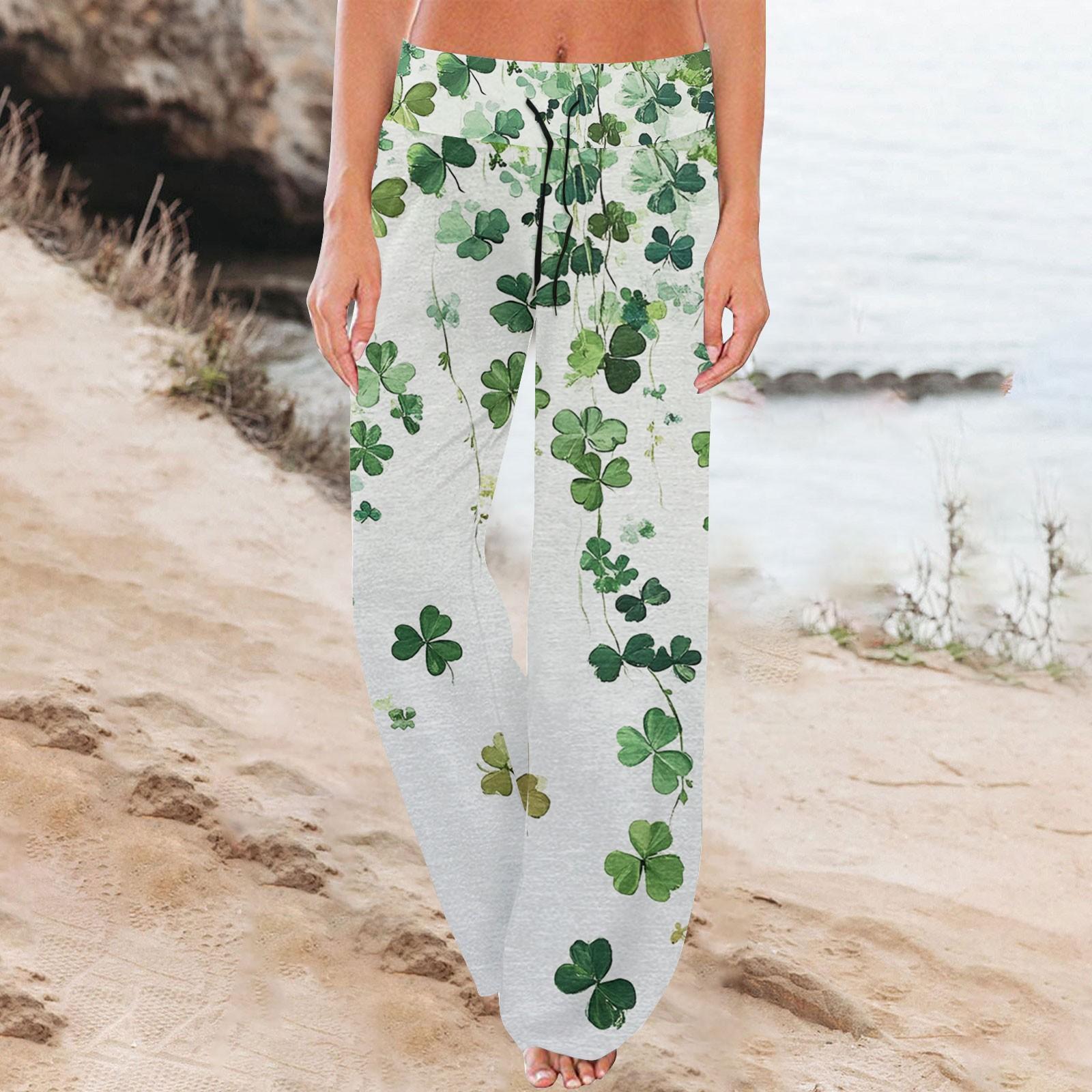 

Женские комфортные пижамные штаны St. Широкие брюки с принтом и кулиской Патрика S белый