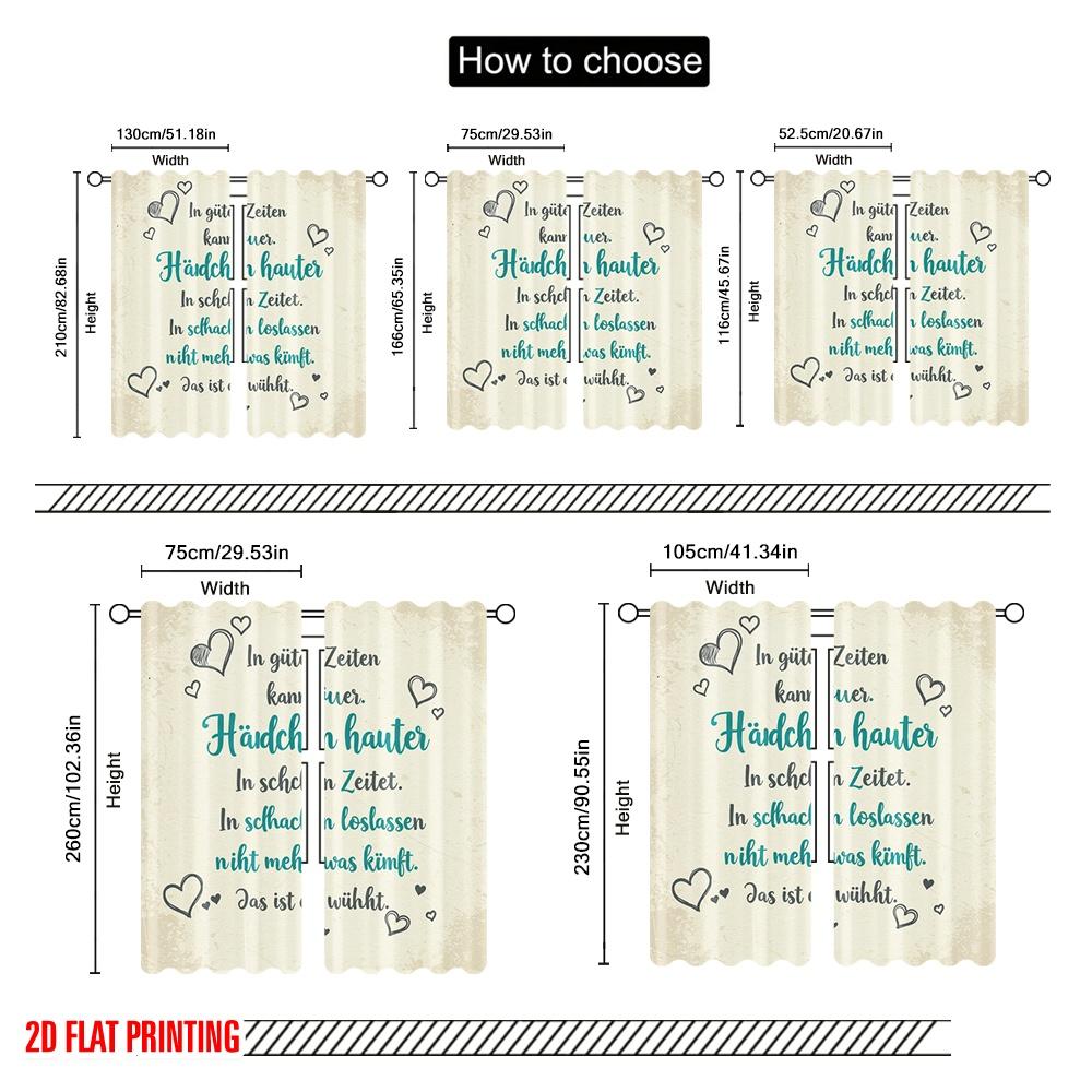 2 Stück 2D Flachdruck Party Vorhang Hände halten Liebeszitat Polyester Ohne Strom Familienfeier Verwendung für Außen und Zuhause