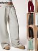 Pantalon long décontracté sportif pour femme, doublé polaire, jambes larges, coupe ample, pour l'hiver