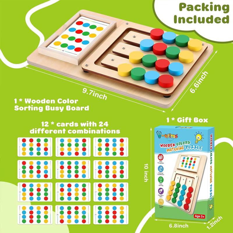 Montessori Wooden Learning Game Board for Kids 4 Color Shape Matching Cognition Brain Development Logic Thinking Educational Toy
