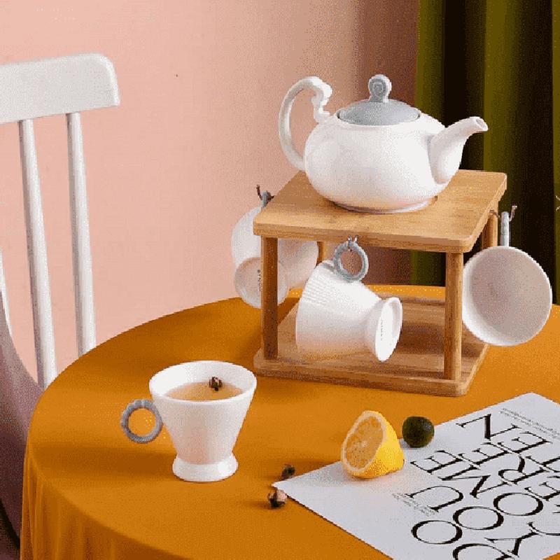 CODA Elegant Bamboo & White Porcelain Tea Set