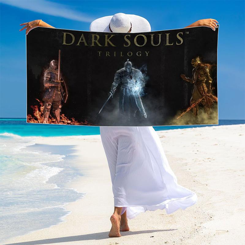 DARK SOULS Print Beach Towel, Large Soft Quick Dry Towel for Beach Camping Swimming