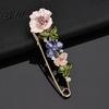 Flower Brooch Pin 3D Decor Scarf with Rhinestone Inlay Thick