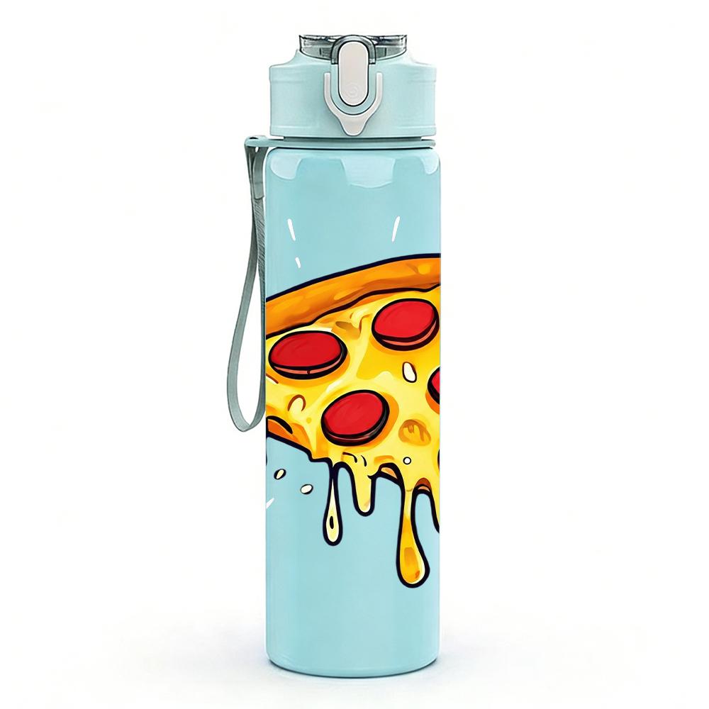 1PC Melting Cheese Pizza Graphic 750ml Color Plastic Water Bottle Leakproof Flip Straw Lid For Sports Office Home Use