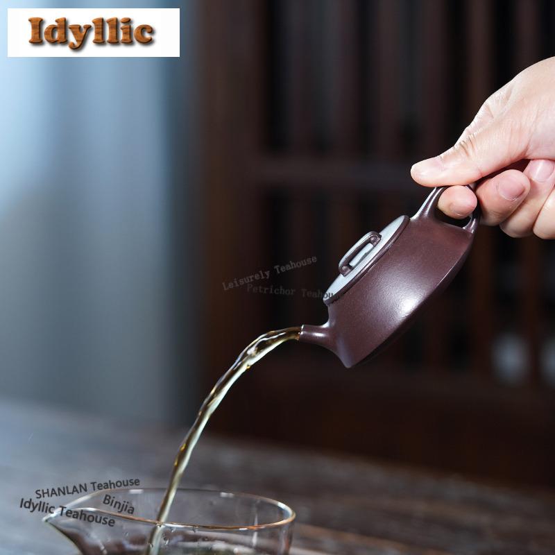 110ml Klassische Yixing Lila Ton Teekannen Künstler Handgefertigt Ruyi Schöpfkanne Rohmaterial Lila Ton Kessel Zisha Teegeschirr Teezeremonie