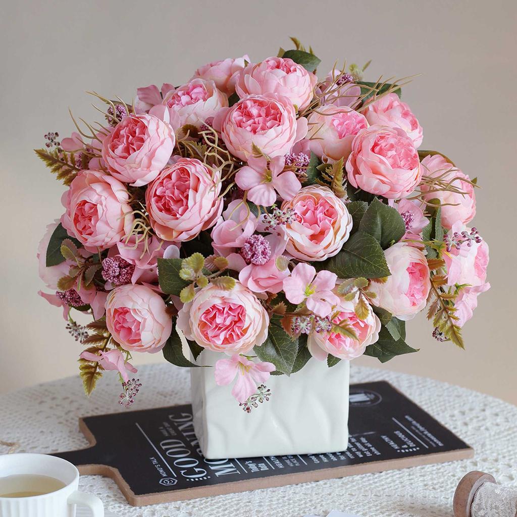 Artificial Flowers Silk Peony High Quality Festival Wreath Decora Home Room Table Garden Wedding Wreath Brial Bouquet Diy Gifts