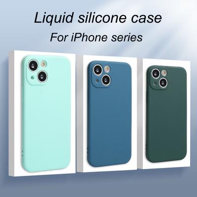 Luksuriøst flytende silikondeksel til iPhone 15 14 13 12 11 Pro Max Plus telefondeksler Støtsikkert mykt bakdeksel Tilbehør
