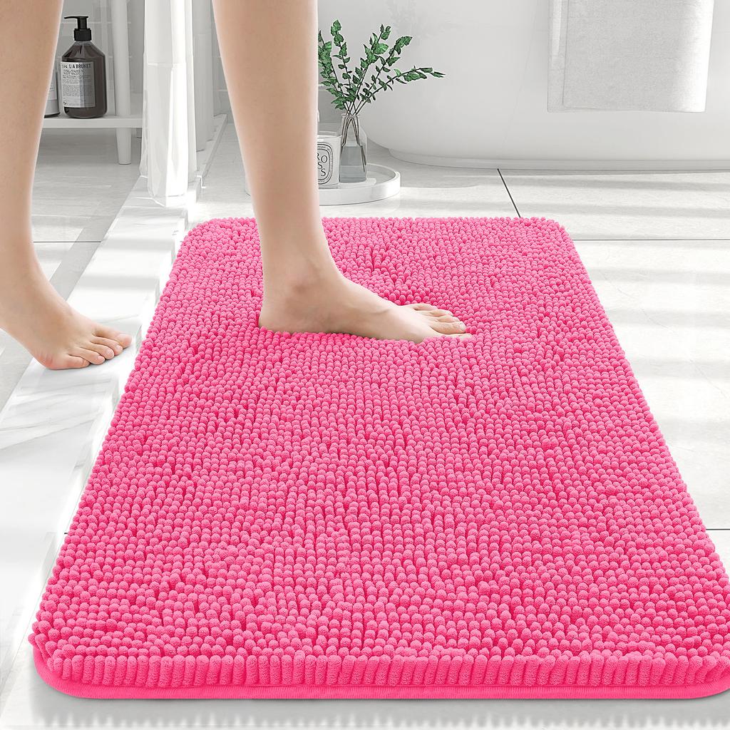 HAPIHAPPY New Chenille Bathroom Rug Mat Extra Soft Thick Absorbent Shaggy Bath Mats Non-Slip Machine Wash Dry Plush Bath Rugs