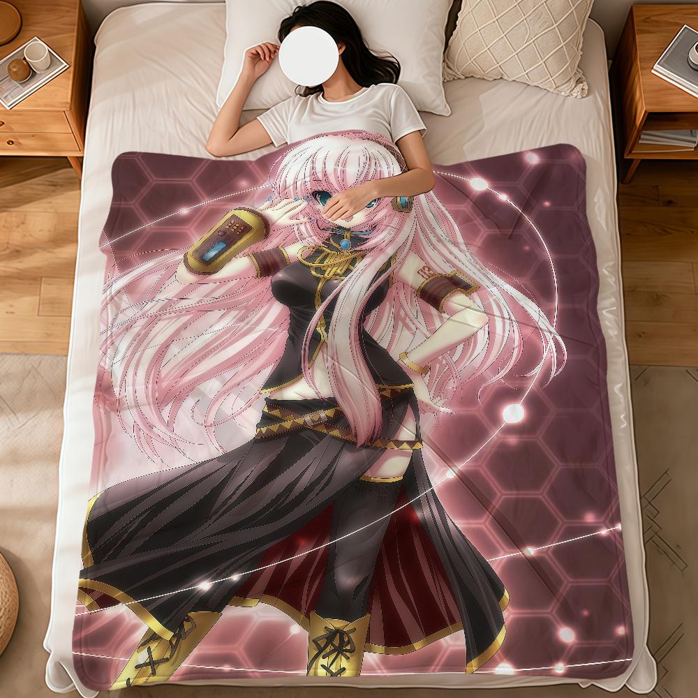 Anime Girl Cute Virtual Singer m-Megurine L-Luka Soft Warm Plush Blanket Dormitory Sofa Living Room Hogar Bedroom Gift Nap Home