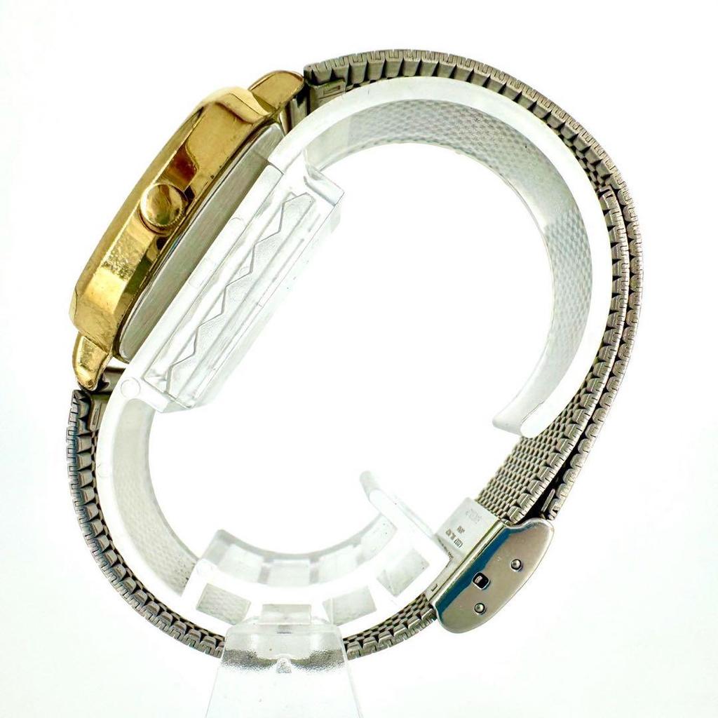 [USED] Rare Battery SEIKO Chariot Gold Strap Square Watch