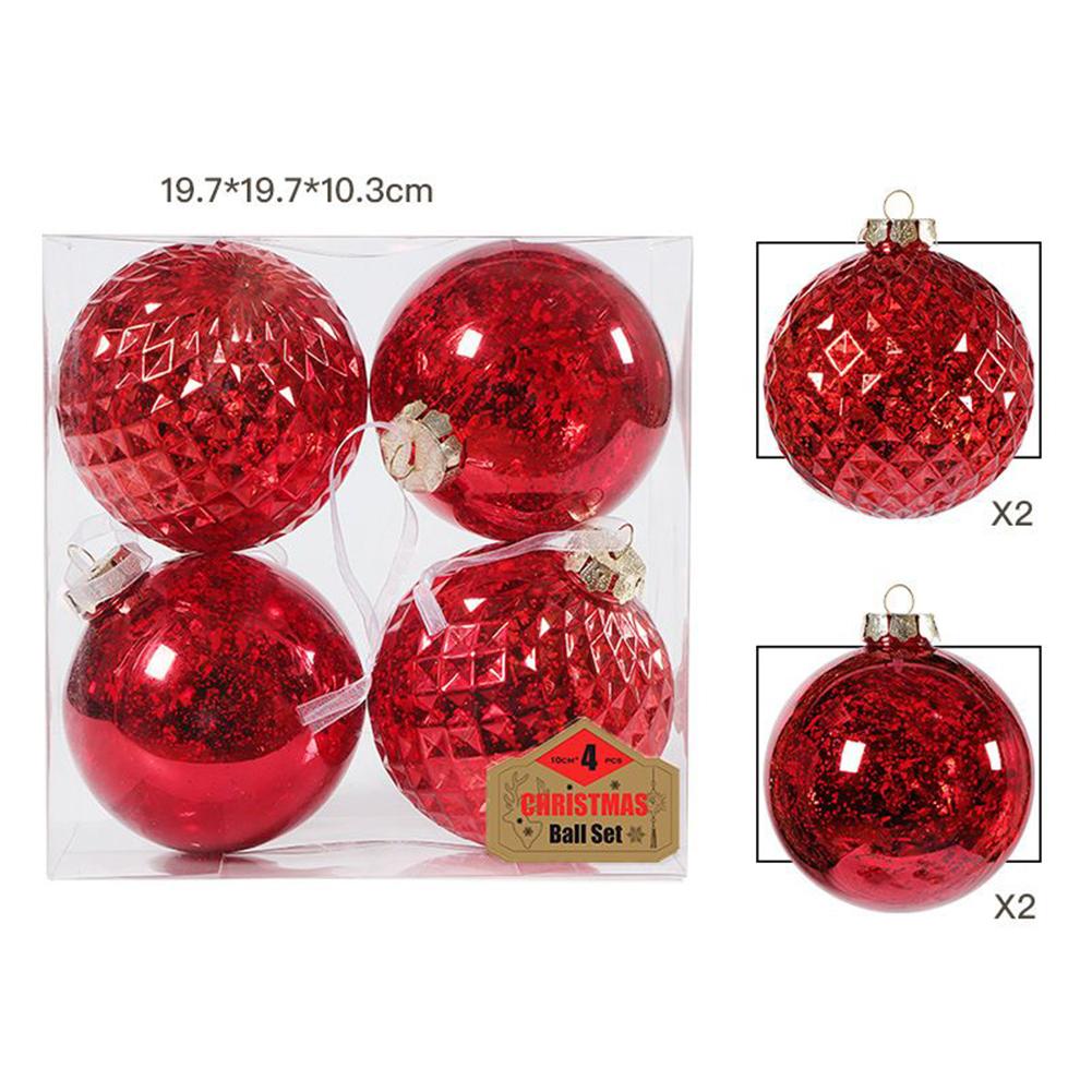 Stylish Ball Ornaments for Christmas Tree Decor 4PCS 10cm for Party