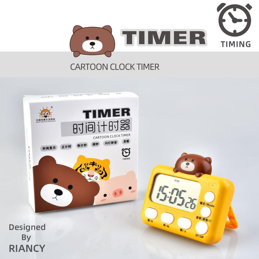 Desk Magnetic Countdown Timer Cartoon Animal Digital Kitchen Timer for Cooking, Study, Exercise Simple Operation