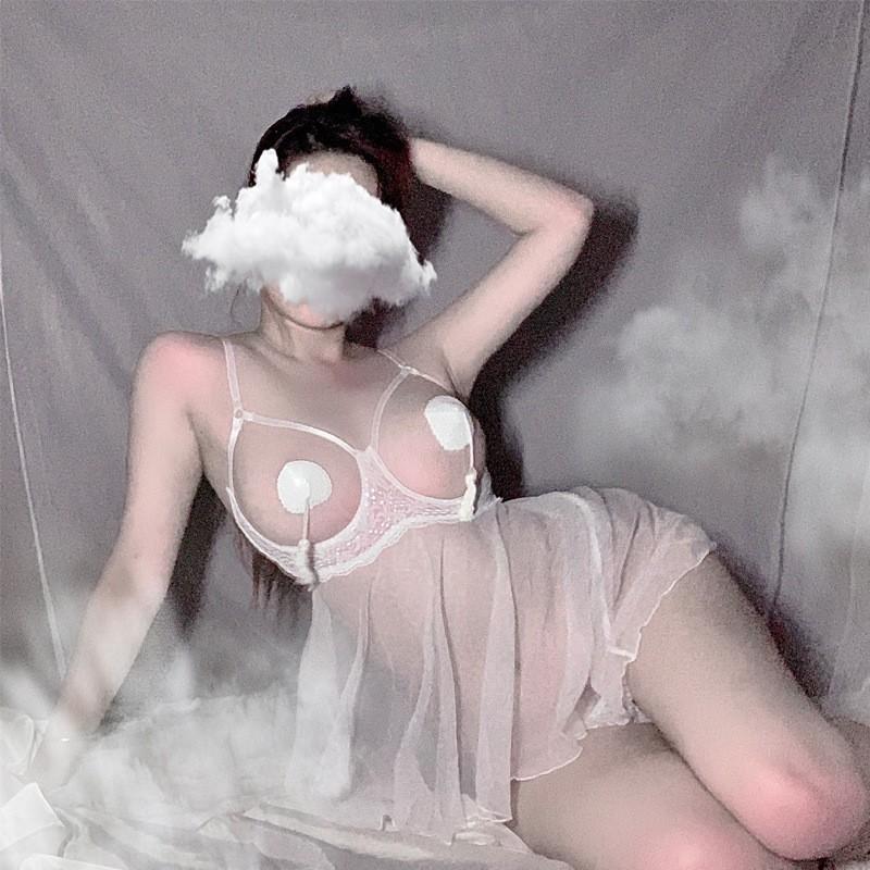 Sexy Sexy Underwear Transparent Breast Transparent Pajamas Seductive Bed Teasing Suspender Nightgown