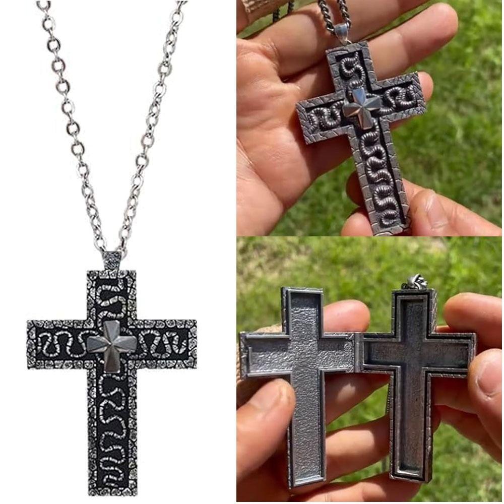 With Secret Compartment Cross Pendant Necklace Openable Charm Jewelry Chain Pendant Necklace