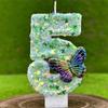 1Pc Green Sequins Number 0-9 Butterfly Cake Candles Birthday Party Decoration Favors Cupcake Topper Cake Decor Supplies